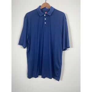 Hanes Cool Dri Blue Performance Polo Shirt Size Large